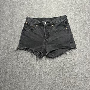 Levi's 501 Shorts Women's 27 Black High Rise Cutoff Button Fly 100% Cotton